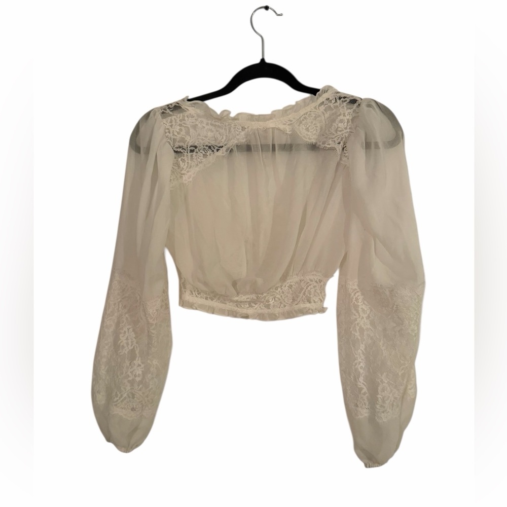 For Love And Lemons White Lace Freya Blouse XXS - Picture 5 of 7